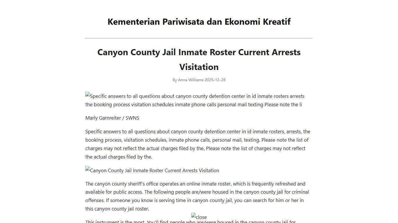 Canyon County Jail Inmate Roster Current Arrests Visitation - Kementerian Pariwisata dan Ekonomi Kreatif